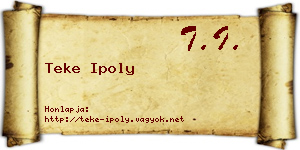 Teke Ipoly névjegykártya